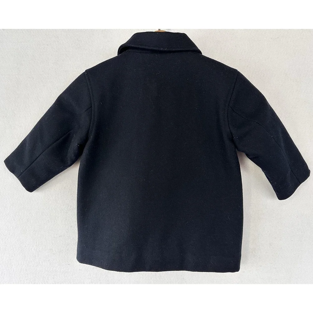 Toddler Wool Blend Pea Coat Retro Navy Blue Buttons Lining 24M Baby